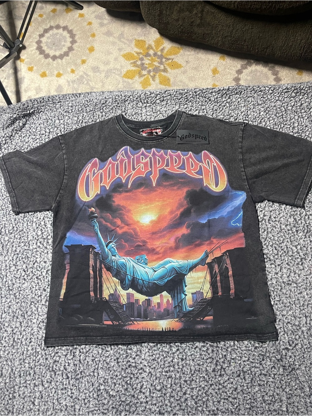 Godspeed Black Short-Sleeve Graphic Tee with Statue Artwork